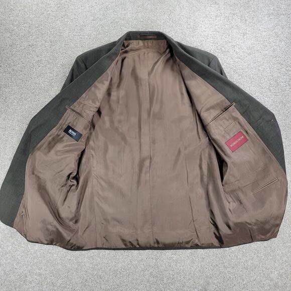 Hugo Boss Galilei Omega Suit Mens 42S Tan Brown Flat Knit Wool Blend Two Button - Picture 14 of 16